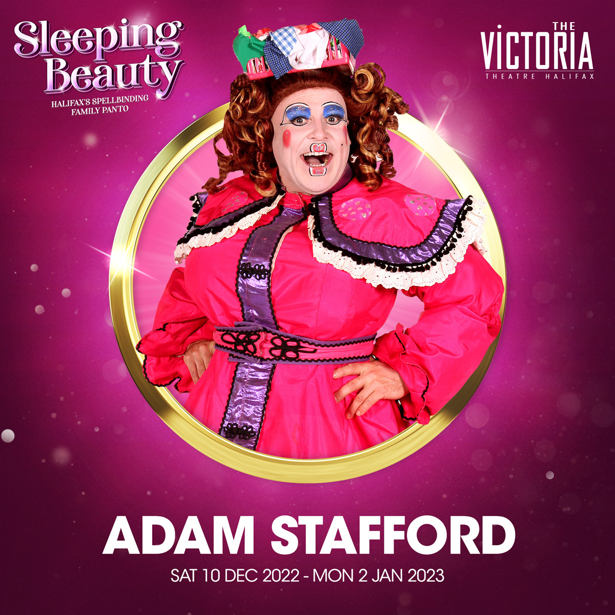 Dame Adam Stafford looks forward to welcoming families from across West Yorkshire including Halifax, Bradford, Huddersfield to Halifax's Spellbinding family panto Sleeping Beauty