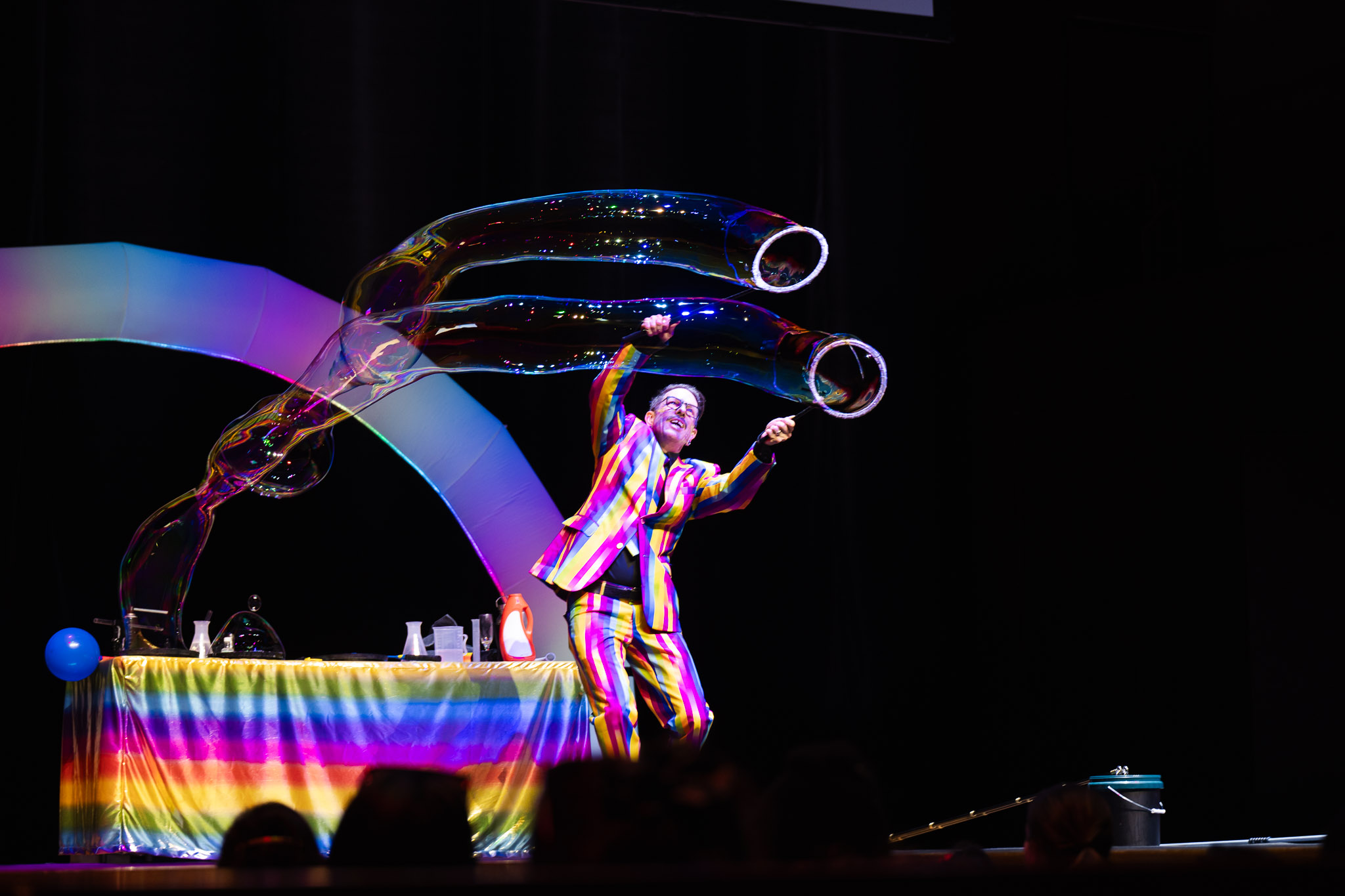 Bubble Spectacular featuring Dr Hubble on stage with a bubble display coming to The Victoria Theatre Halifax