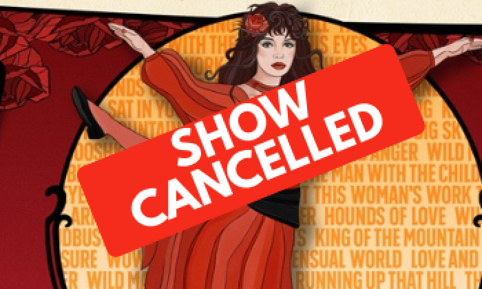 A promotional banner for the event Classically Kate Bush at The Victoria Theatre Halifax featuring a lady dancing in a red dress 